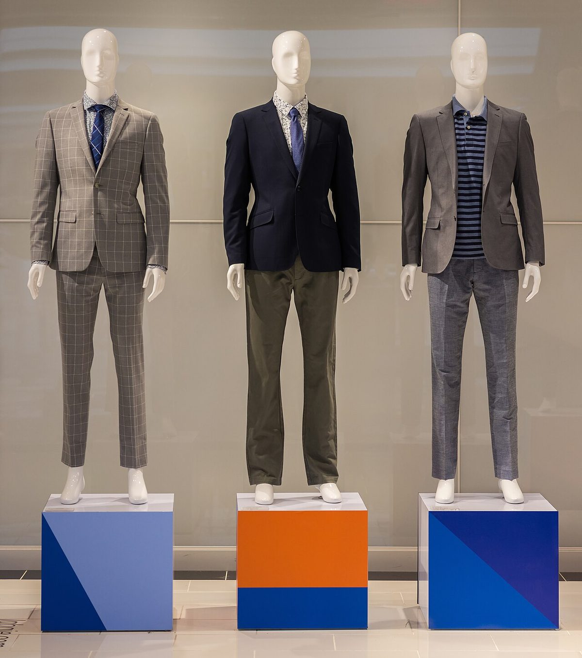 The Mill Blazer in a mill-checked weave, on mannequins